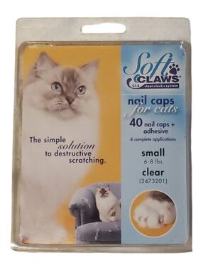 Clear Nail Caps for Cats - Small (40 caps + Adhesive)